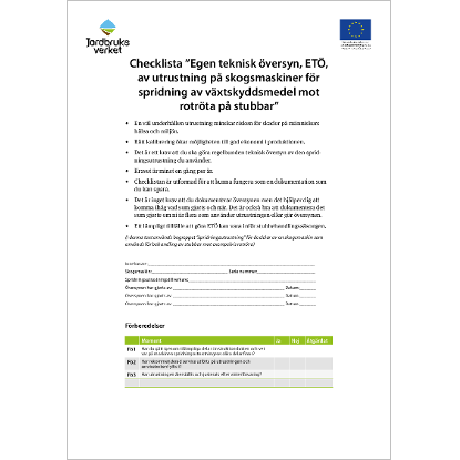 Omslags bild för  Checklista Egen teknisk översyn, ETÖ, av utrustning på skogsmaskiner