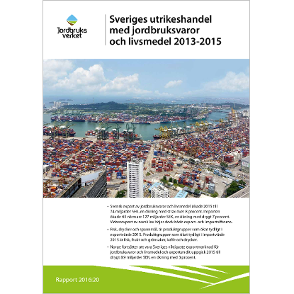 Omslags bild för Sveriges utrikeshandel med jordbruksvaror och livsmedel 2013-2015