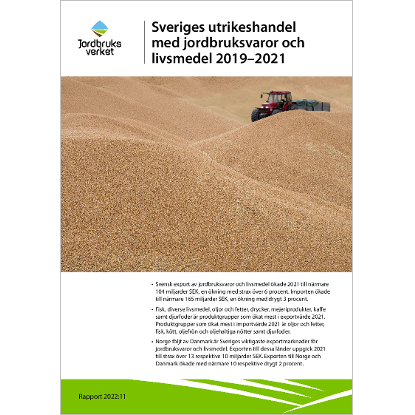 Omslags bild för Sveriges utrikeshandel med jordbruksvaror och livsmedel 2019-2021