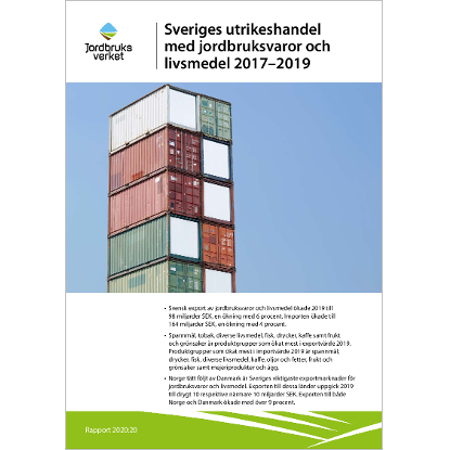 Omslags bild för Sveriges utrikeshandel med jordbruksvaror och livsmedel 2017-2019