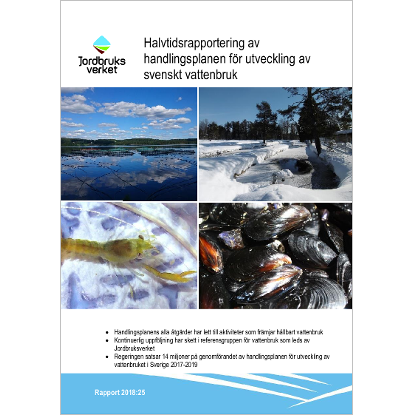 Omslags bild för Halvtidsrapportering av handlingsplanen för utveckling av svenskt vattenbruk
