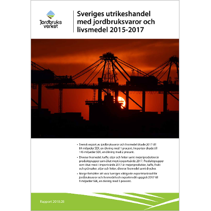 Omslags bild för Sveriges utrikeshandel med jordbruksvaror och livsmedel 2015-2017