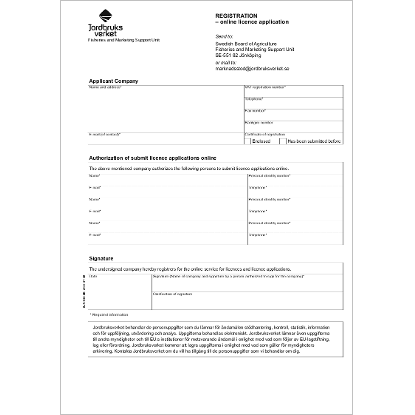 REGISTRATION - online licence application