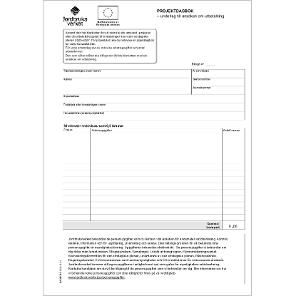 Omslags bild för Projektdagbok - underlag till ansökan om utbetalning (Strategisk plan 2023-2027)