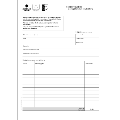 Omslags bild för PROJEKTDAGBOK - underlag till ansökan om utbetalning
