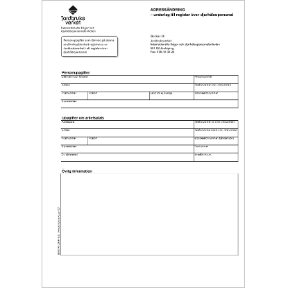 Omslags bild för ADRESSÄNDRING - underlag till register över djurhälsopersonal