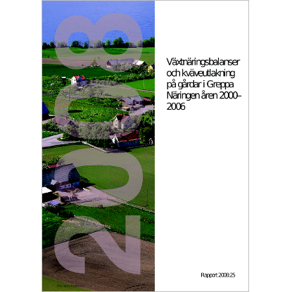 Omslags bild för Växtnäringsbalanser och kväveutlakning på gårdar i Greppa Näringen åren 2000-2006