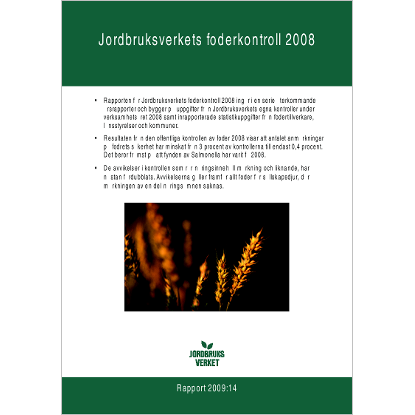 Omslags bild för Jordbruksverkets foderkontroll 2008
