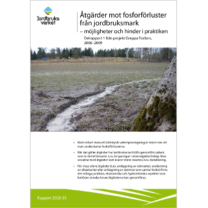 Omslags bild för Åtgärder mot fosforförluster från jordbruksmark -möjligheter och hinder i praktiken