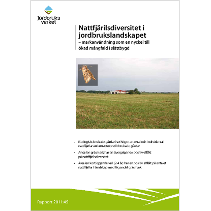 Omslags bild för Nattfjärilsdiversitet i jordbrukslandskapet  - markanvändning som en nyckel till ökad mångfald i slättbygd