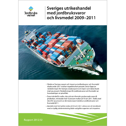 Omslags bild för Sveriges utrikeshandel med jordbruksvaror och livsmedel 2009-2011