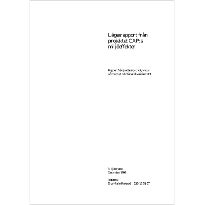 Omslags bild för Lägesrapport från projektet CAP:s miljöeffekter